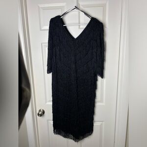 Night Moods By Samantha O. Vintage Women’s Black Fringed 20’s Dress Size 14W